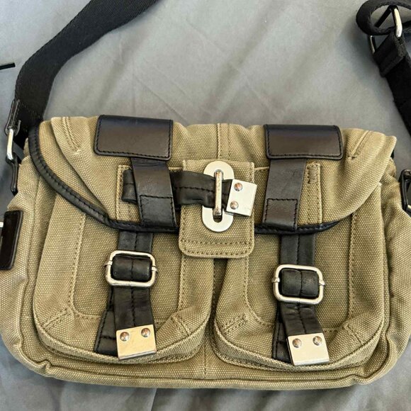 L.A.M.B Olive Green Canvas Crossbody Satchel Bag | Gwen Stefani Messenger - Picture 1 of 5